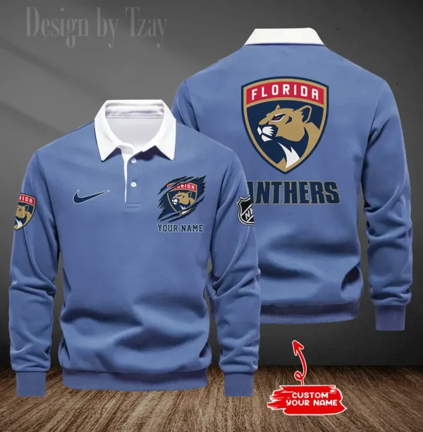 Florida Panthers Long Sleeve Men's Golf Polo Shirt SPTLSMGPS074 - Image 5
