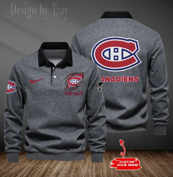 Montréal Canadiens Long Sleeve Men's Golf Polo Shirt SPTLSMGPS076 - Image 3