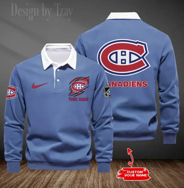 Montréal Canadiens Long Sleeve Men's Golf Polo Shirt SPTLSMGPS076 - Image 4