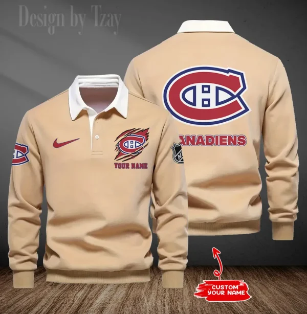 Montréal Canadiens Long Sleeve Men's Golf Polo Shirt SPTLSMGPS076 - Image 5