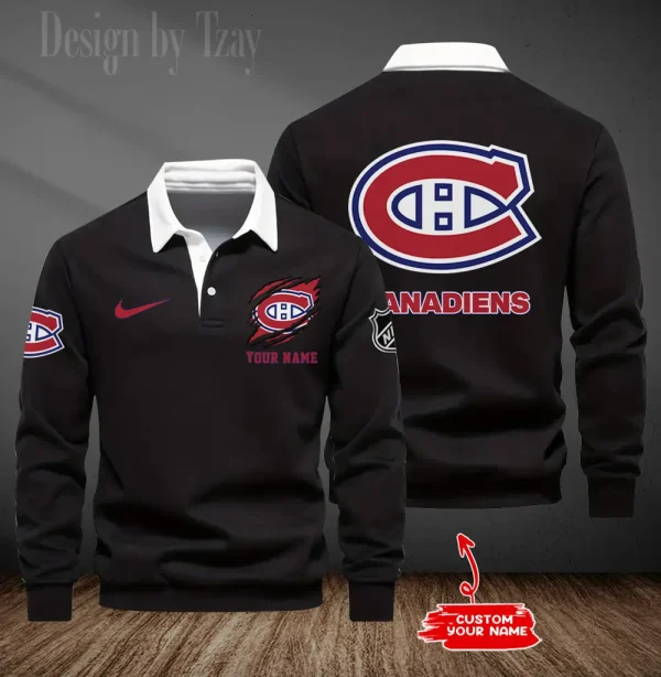 Montréal Canadiens Long Sleeve Men's Golf Polo Shirt SPTLSMGPS076 - Image 6