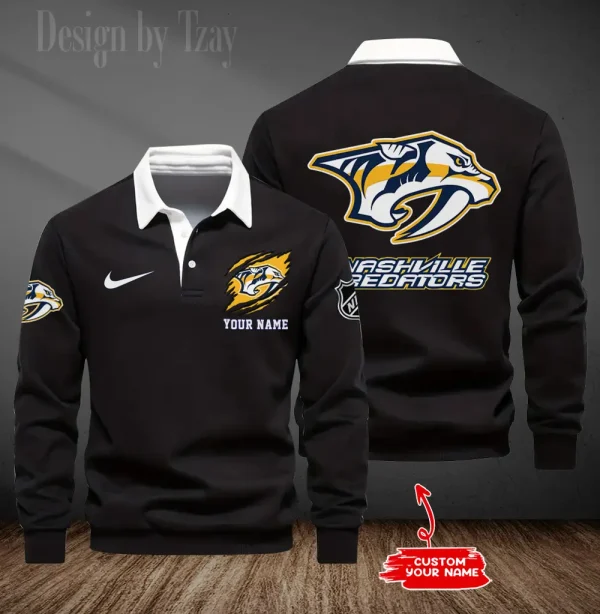 Nashville Predators Long Sleeve Men's Golf Polo Shirt SPTLSMGPS077