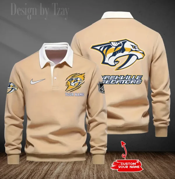 Nashville Predators Long Sleeve Men's Golf Polo Shirt SPTLSMGPS077 - Image 2
