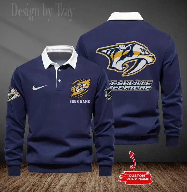 Nashville Predators Long Sleeve Men's Golf Polo Shirt SPTLSMGPS077 - Image 3
