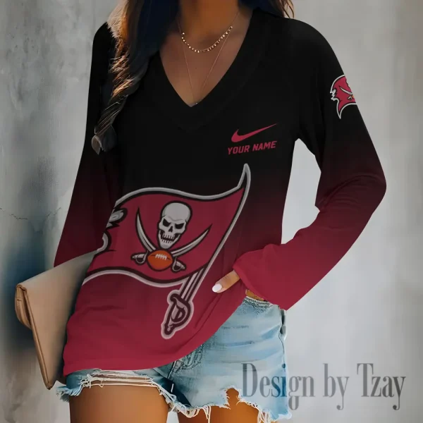 Tampa Bay Buccaneers Women's Long sleeves T-shirt V-neck Trending 2025 BGVPS520