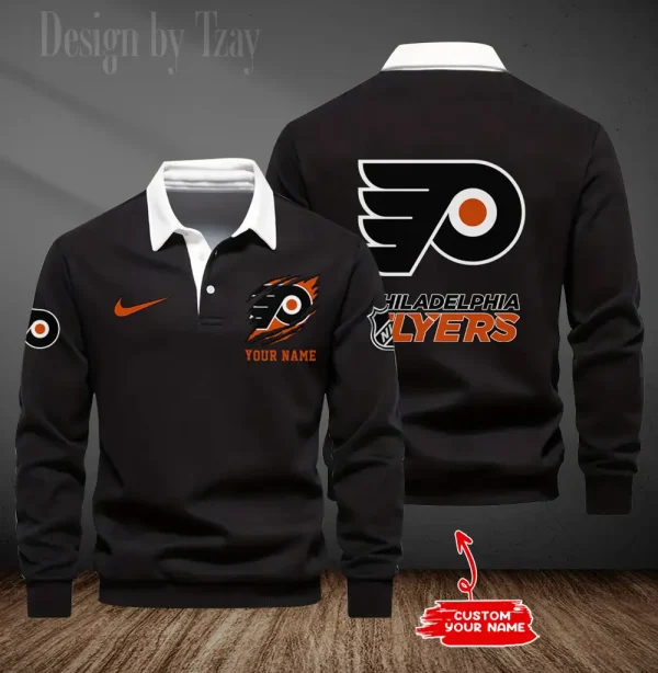 Philadelphia Flyers Long Sleeve Men's Golf Polo Shirt SPTLSMGPS083