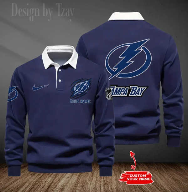 Tampa Bay Lightning Long Sleeve Men's Golf Polo Shirt SPTLSMGPS088 - Image 4