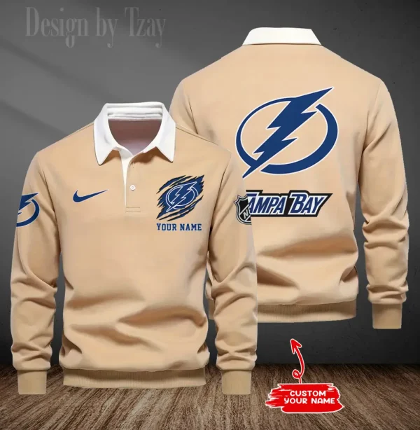 Tampa Bay Lightning Long Sleeve Men's Golf Polo Shirt SPTLSMGPS088 - Image 5