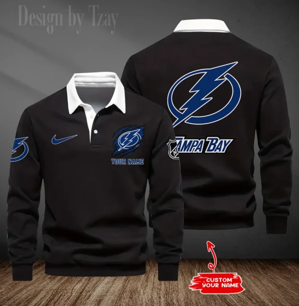 Tampa Bay Lightning Long Sleeve Men's Golf Polo Shirt SPTLSMGPS088 - Image 6