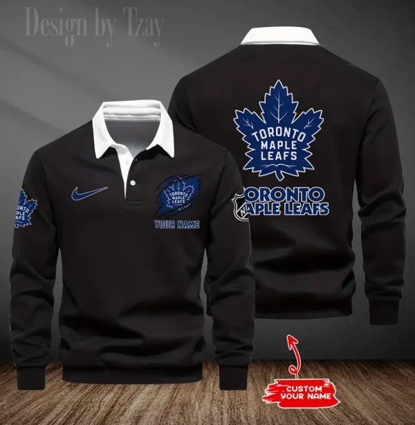 Toronto Maple Leafs Long Sleeve Men's Golf Polo Shirt SPTLSMGPS089 - Image 2