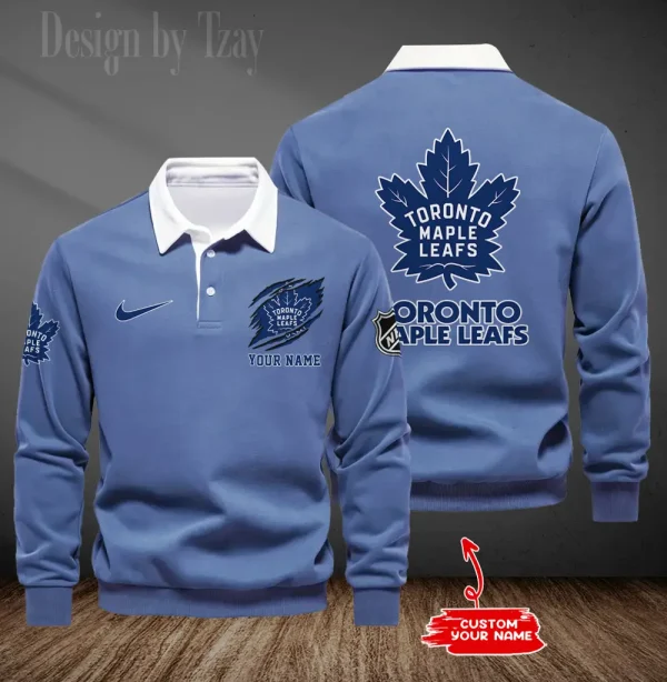 Toronto Maple Leafs Long Sleeve Men's Golf Polo Shirt SPTLSMGPS089 - Image 4