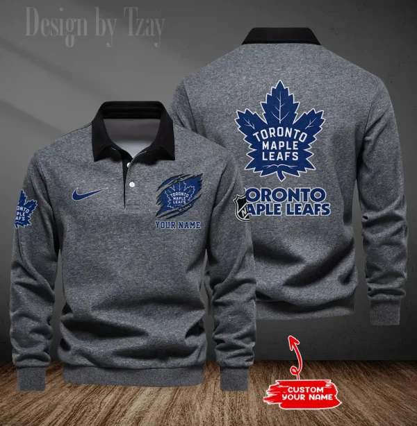 Toronto Maple Leafs Long Sleeve Men's Golf Polo Shirt SPTLSMGPS089 - Image 5