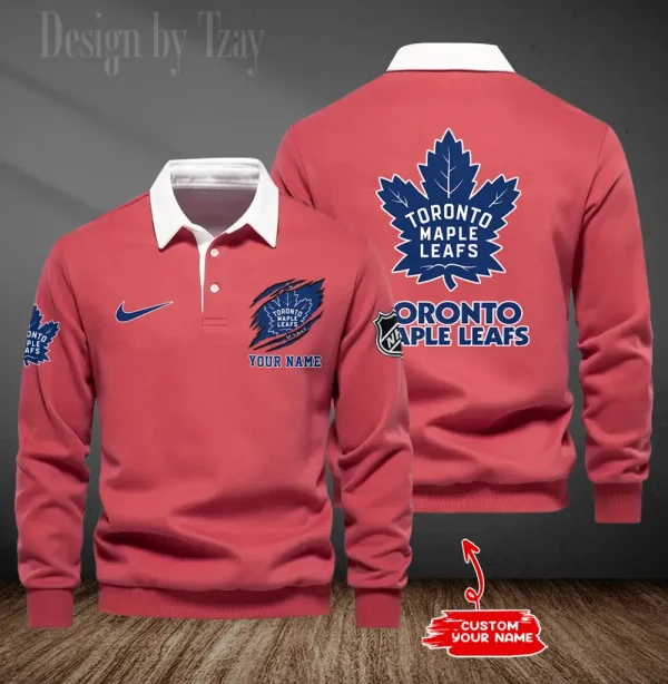 Toronto Maple Leafs Long Sleeve Men's Golf Polo Shirt SPTLSMGPS089 - Image 6