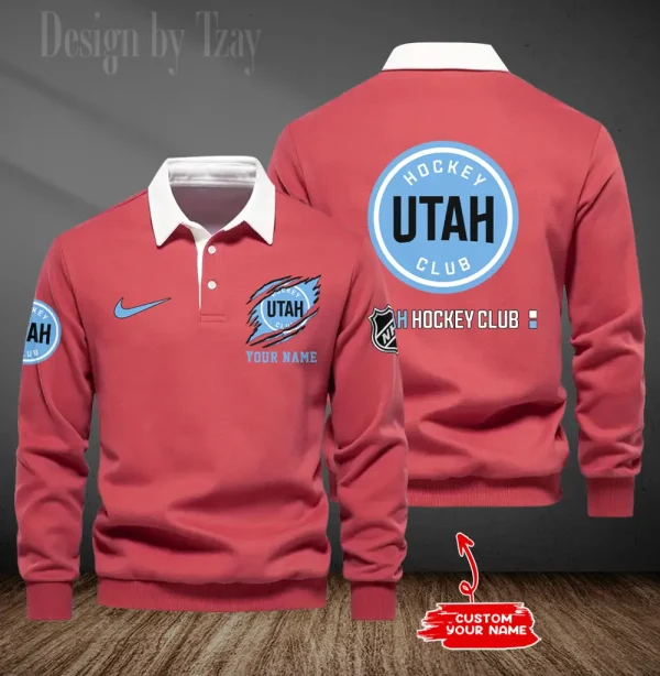 Utah Hockey Club Long Sleeve Men's Golf Polo Shirt SPTLSMGPS090 - Image 2