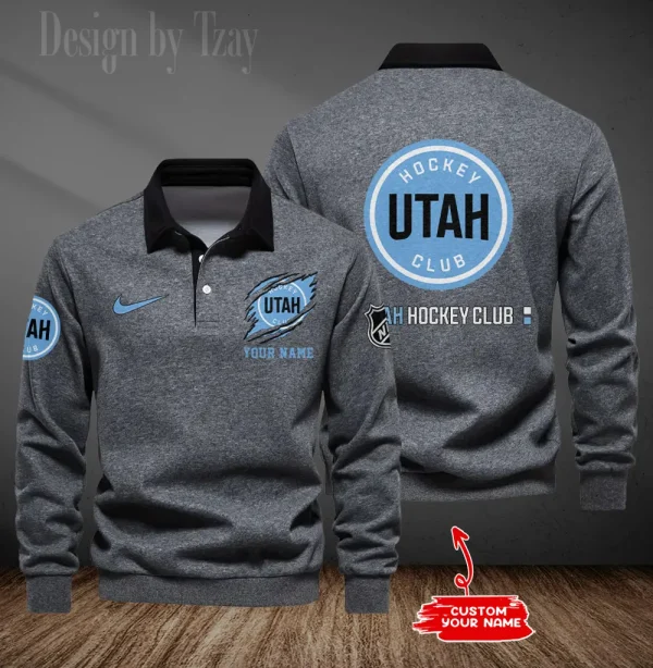 Utah Hockey Club Long Sleeve Men's Golf Polo Shirt SPTLSMGPS090 - Image 3