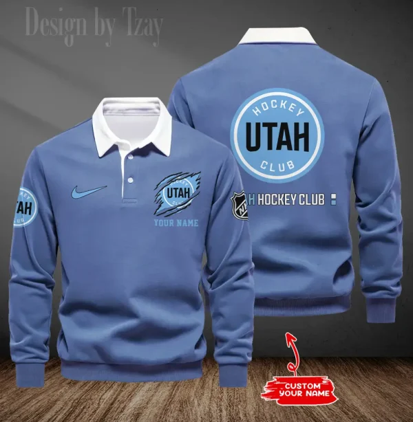 Utah Hockey Club Long Sleeve Men's Golf Polo Shirt SPTLSMGPS090 - Image 4