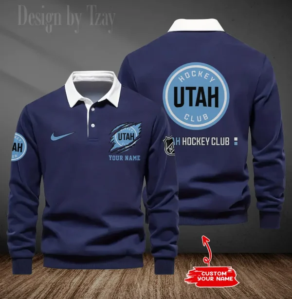 Utah Hockey Club Long Sleeve Men's Golf Polo Shirt SPTLSMGPS090 - Image 5