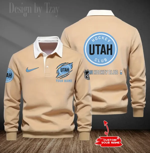 Utah Hockey Club Long Sleeve Men's Golf Polo Shirt SPTLSMGPS090 - Image 6