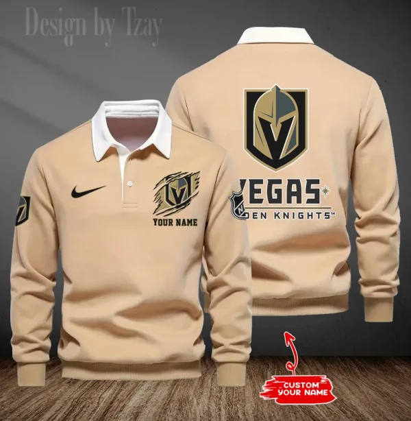 Vegas Golden Knights Long Sleeve Men's Golf Polo Shirt SPTLSMGPS092