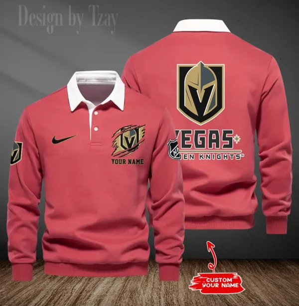 Vegas Golden Knights Long Sleeve Men's Golf Polo Shirt SPTLSMGPS092 - Image 2