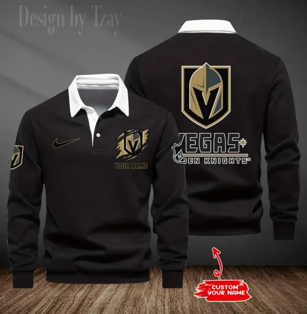 Vegas Golden Knights Long Sleeve Men's Golf Polo Shirt SPTLSMGPS092 - Image 6