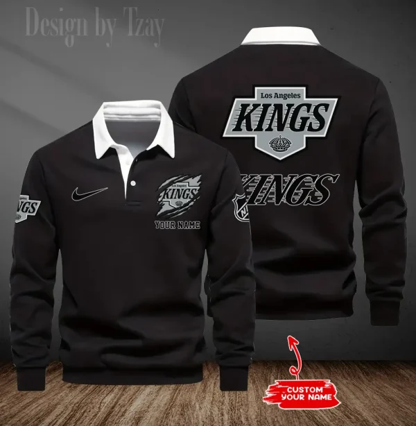 Los Angeles Kings Long Sleeve Men's Golf Polo Shirt SPTLSMGPS096