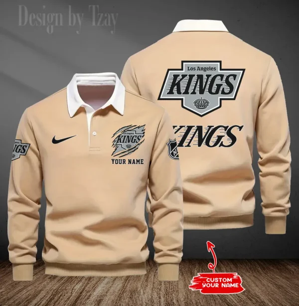Los Angeles Kings Long Sleeve Men's Golf Polo Shirt SPTLSMGPS096 - Image 2