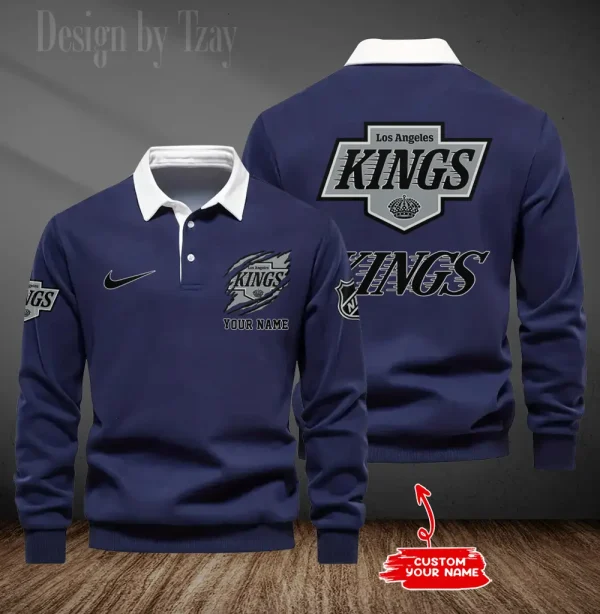 Los Angeles Kings Long Sleeve Men's Golf Polo Shirt SPTLSMGPS096 - Image 3