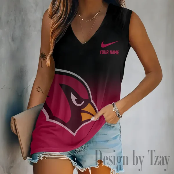 Arizona Cardinals Women V-Neck Sleeveless Camisoles Off Shoulder Vest SPTVNECKWVTS678