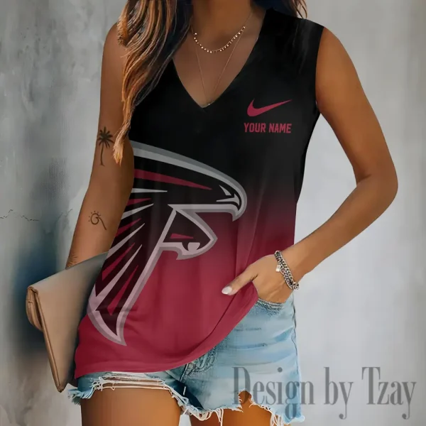 Atlanta Falcons Women V-Neck Sleeveless Camisoles Off Shoulder Vest SPTVNECKWVTS679