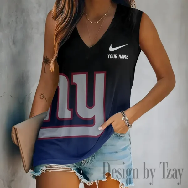New York Giants Women V-Neck Sleeveless Camisoles Off Shoulder Vest SPTVNECKWVTS701