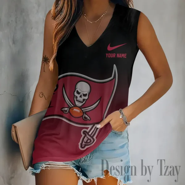 Tampa Bay Buccaneers Women V-Neck Sleeveless Camisoles Off Shoulder Vest SPTVNECKWVTS707