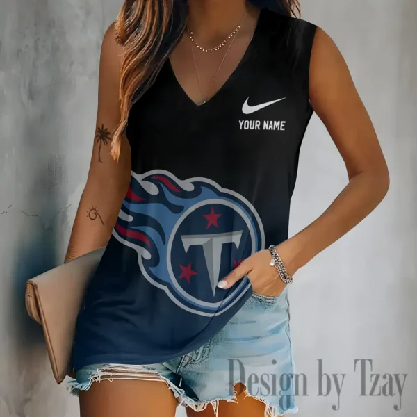 Tennessee Titans Women V-Neck Sleeveless Camisoles Off Shoulder Vest SPTVNECKWVTS708