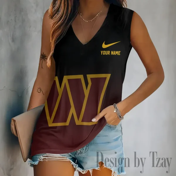 Washington Commanders Women V-Neck Sleeveless Camisoles Off Shoulder Vest SPTVNECKWVTS709