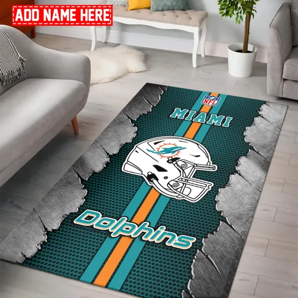Miami Dolphins Living Room Carpet Rug BGRERUG465