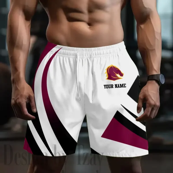 Brisbane Broncos NRL Men's Shorts Sport Lightweight Casual Workout style 2025 BGSHORT734