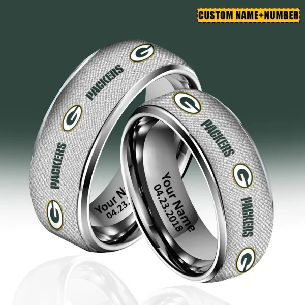 Green Bay Packers New Style Ring Personalized Name And Date Gift For Fans AZSSRINGS111