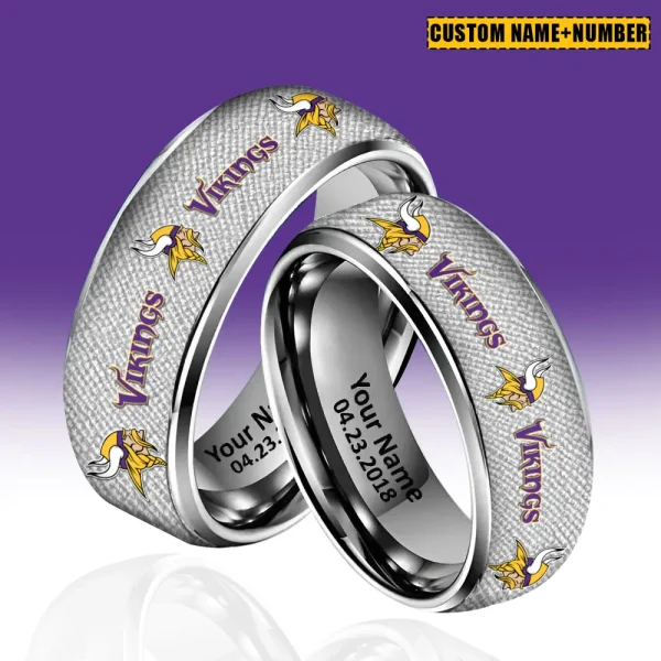 Minnesota Vikings New Style Ring Personalized Name And Date Gift For Fans AZSSRINGS120