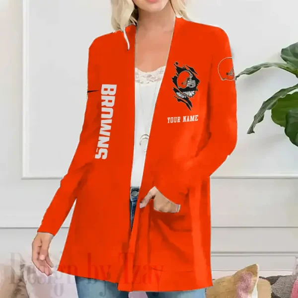 Cleveland Browns Women’s Patch Pocket Cardigan SPTWPPC073