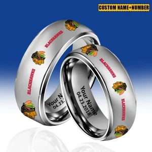 Chicago Blackhawks New Style Ring Personalized Name And Date Gift For Fans AZSSRINGS174