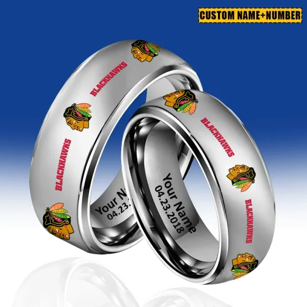 Chicago Blackhawks New Style Ring Personalized Name And Date Gift For Fans AZSSRINGS174