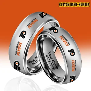 Philadelphia Flyers New Style Ring Personalized Name And Date Gift For Fans AZSSRINGS188