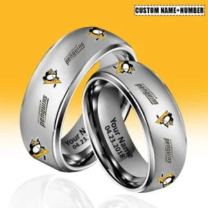 Pittsburgh Penguins New Style Ring Personalized Name And Date Gift For Fans AZSSRINGS189
