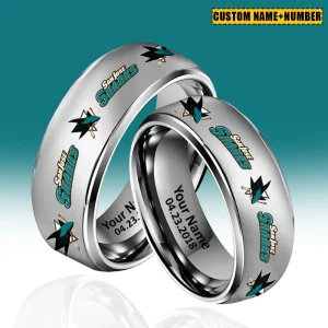 San Jose Sharks New Style Ring Personalized Name And Date Gift For Fans AZSSRINGS190