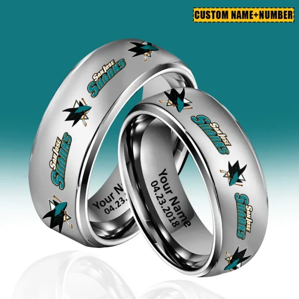 San Jose Sharks New Style Ring Personalized Name And Date Gift For Fans AZSSRINGS190