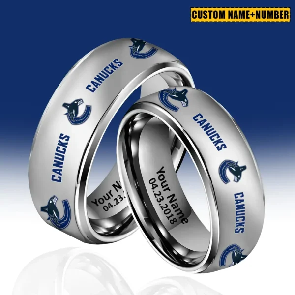 Vancouver Canucks New Style Ring Personalized Name And Date Gift For Fans AZSSRINGS196