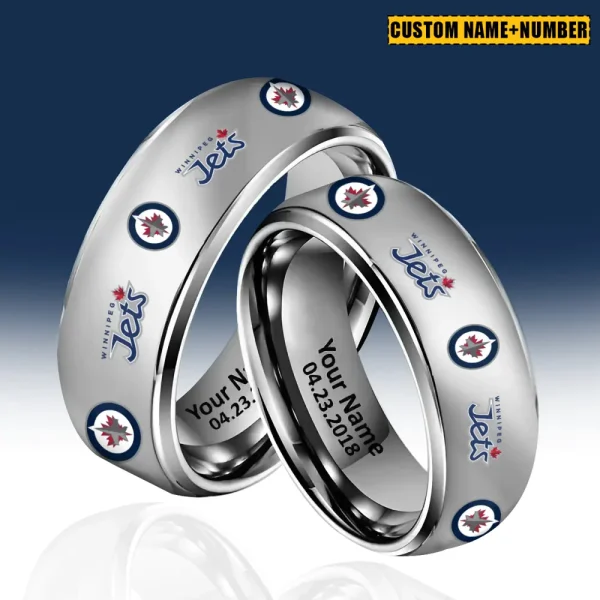 Winnipeg Jets New Style Ring Personalized Name And Date Gift For Fans AZSSRINGS199