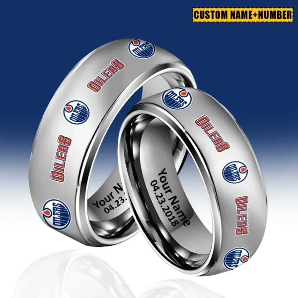 Edmonton Oilers New Style Ring Personalized Name And Date Gift For Fans AZSSRINGS200