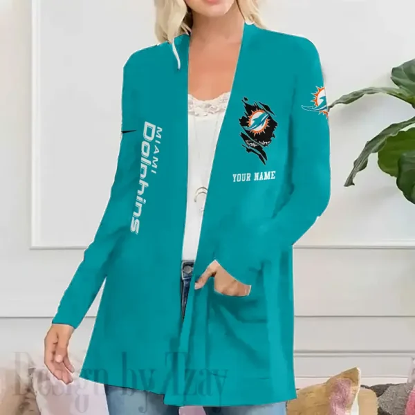 Miami Dolphins Women’s Patch Pocket Cardigan SPTWPPC085