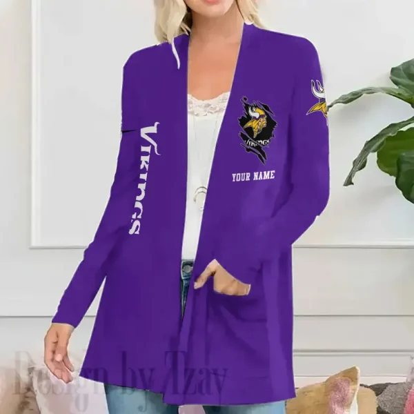 Minnesota Vikings Women’s Patch Pocket Cardigan SPTWPPC086